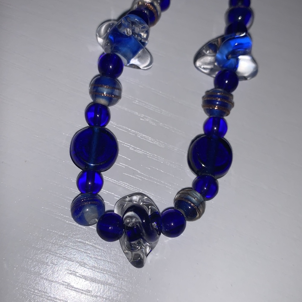 BLUE SEA-GLASS NECKLACE AND EARRINGS - Picture 7 of 8